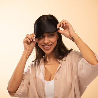 Silk Eyemask for Sleeping - Brightly Labs® Contour Design with Mulberry Silk, Organic Fabric, and Antibacterial Silver Ions for Ultimate Comfort and Restful Sleep