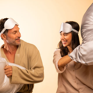 Silk Eyemask for Sleeping - Brightly Labs® Contour Design with Mulberry Silk, Organic Fabric, and Antibacterial Silver Ions for Ultimate Comfort and Restful Sleep