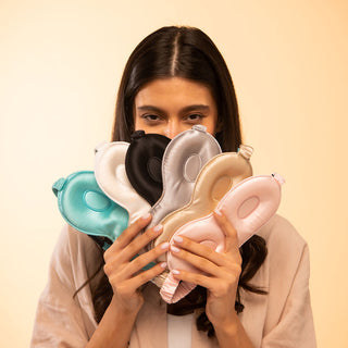 Silk Eyemask for Sleeping - Brightly Labs® Contour Design with Mulberry Silk, Organic Fabric, and Antibacterial Silver Ions for Ultimate Comfort and Restful Sleep