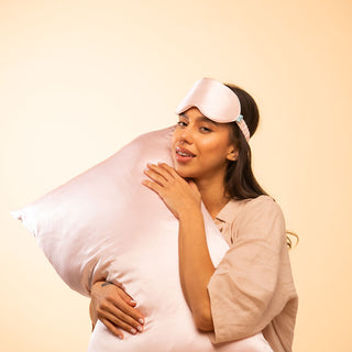 Silk Eyemask for Sleeping - Brightly Labs® Contour Design with Mulberry Silk, Organic Fabric, and Antibacterial Silver Ions for Ultimate Comfort and Restful Sleep