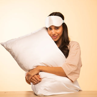 Silk Eyemask for Sleeping - Brightly Labs® Contour Design with Mulberry Silk, Organic Fabric, and Antibacterial Silver Ions for Ultimate Comfort and Restful Sleep