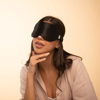 Silk Eyemask for Sleeping - Brightly Labs® Contour Design with Mulberry Silk, Organic Fabric, and Antibacterial Silver Ions for Ultimate Comfort and Restful Sleep