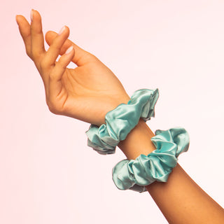 Brightly Labs® Premium Medium Silk Scrunchies - Luxurious hair accessories made from silver ion-infused Mulberry Silk. Perfect for style and hair care.