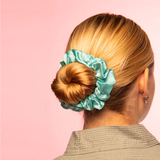 Brightly Labs® Premium Medium Silk Scrunchies - Luxurious hair accessories made from silver ion-infused Mulberry Silk. Perfect for style and hair care.