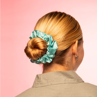 Brightly Labs® Premium Medium Silk Scrunchies - Luxurious hair accessories made from silver ion-infused Mulberry Silk. Perfect for style and hair care.