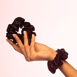 Brightly Labs® Premium Medium Silk Scrunchies - Luxurious hair accessories made from silver ion-infused Mulberry Silk. Perfect for style and hair care.