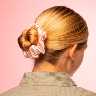 Brightly Labs® Premium Medium Silk Scrunchies - Luxurious hair accessories made from silver ion-infused Mulberry Silk. Perfect for style and hair care.