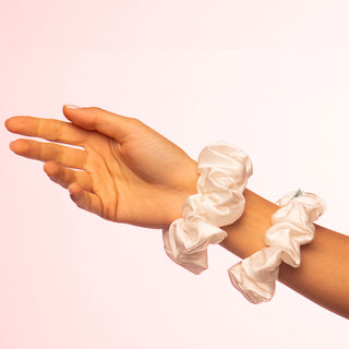 Brightly Labs® Premium Medium Silk Scrunchies - Luxurious hair accessories made from silver ion-infused Mulberry Silk. Perfect for style and hair care.