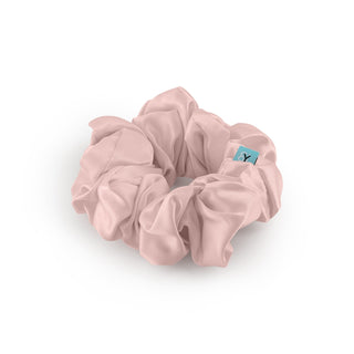 Luxurious Large Silk Scrunchie from Brightly Labs® - Clinically proven Mulberry Silk with silver ion infusion for gentle hold, reduced breakage, and crease prevention. Ideal for stylish updos or ponytails