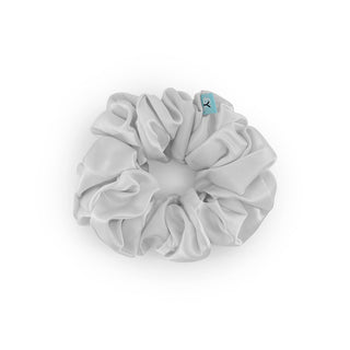 Luxurious Large Silk Scrunchie from Brightly Labs® - Clinically proven Mulberry Silk with silver ion infusion for gentle hold, reduced breakage, and crease prevention. Ideal for stylish updos or ponytails