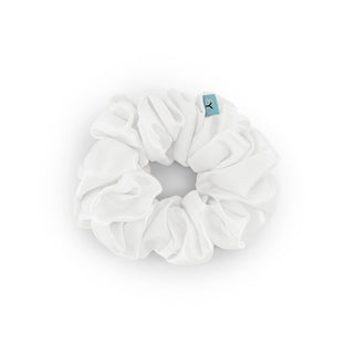 Luxurious Large Silk Scrunchie from Brightly Labs® - Clinically proven Mulberry Silk with silver ion infusion for gentle hold, reduced breakage, and crease prevention. Ideal for stylish updos or ponytails